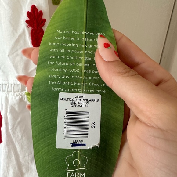 FARM RIO Pineapple Midi Dress with Bow XS - $235 - Picture 8 of 8